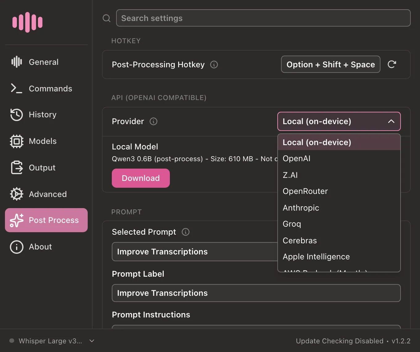 VoxBar screen